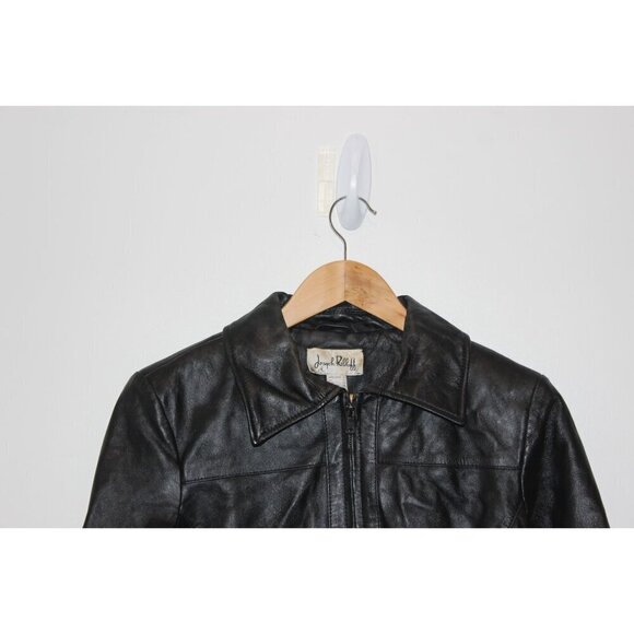 Joseph Ribkoff Black  Leather Minimalist Jacket Women size 10 Old Money - Picture 2 of 10
